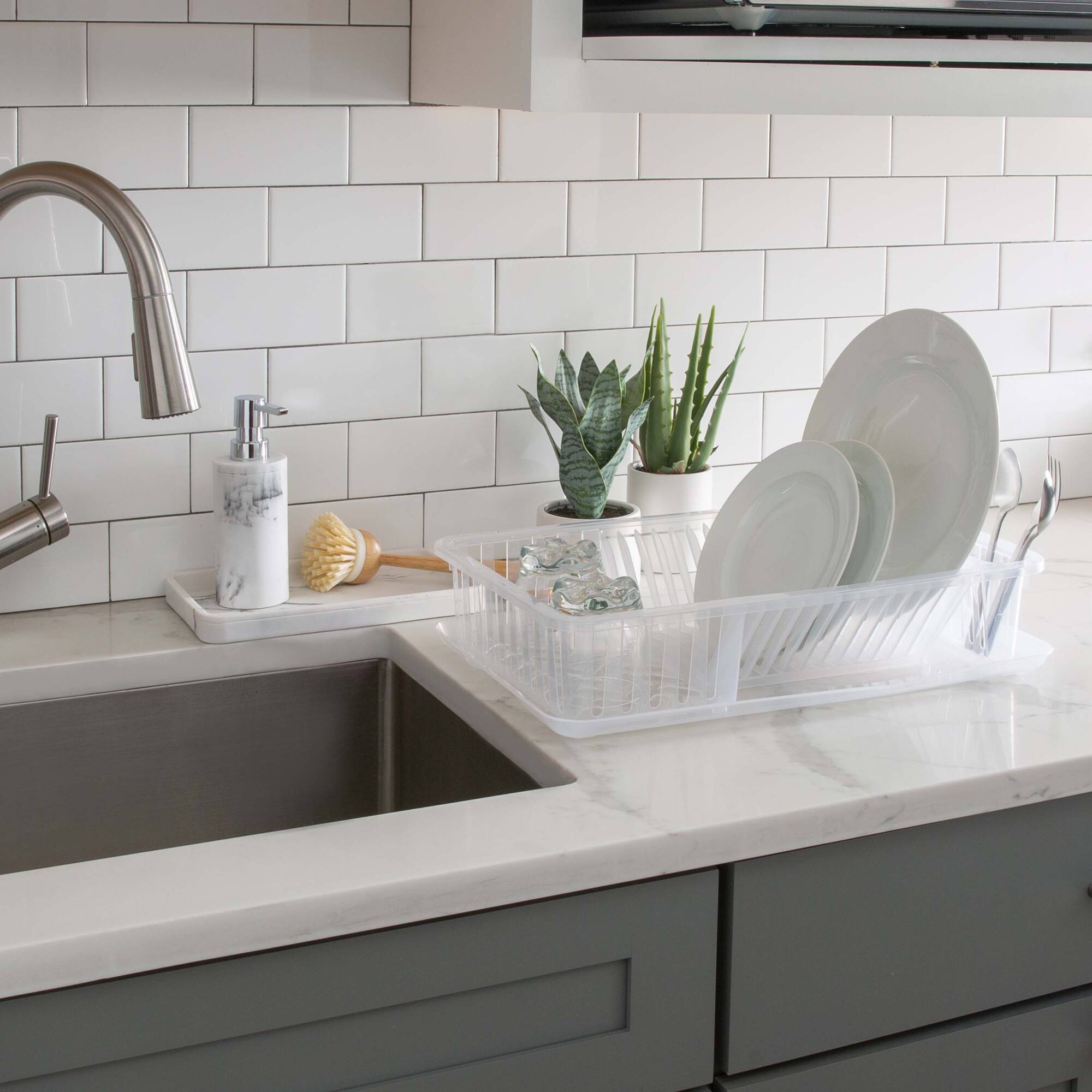 Kitchen Details Large Clear Dish Rack with Tray